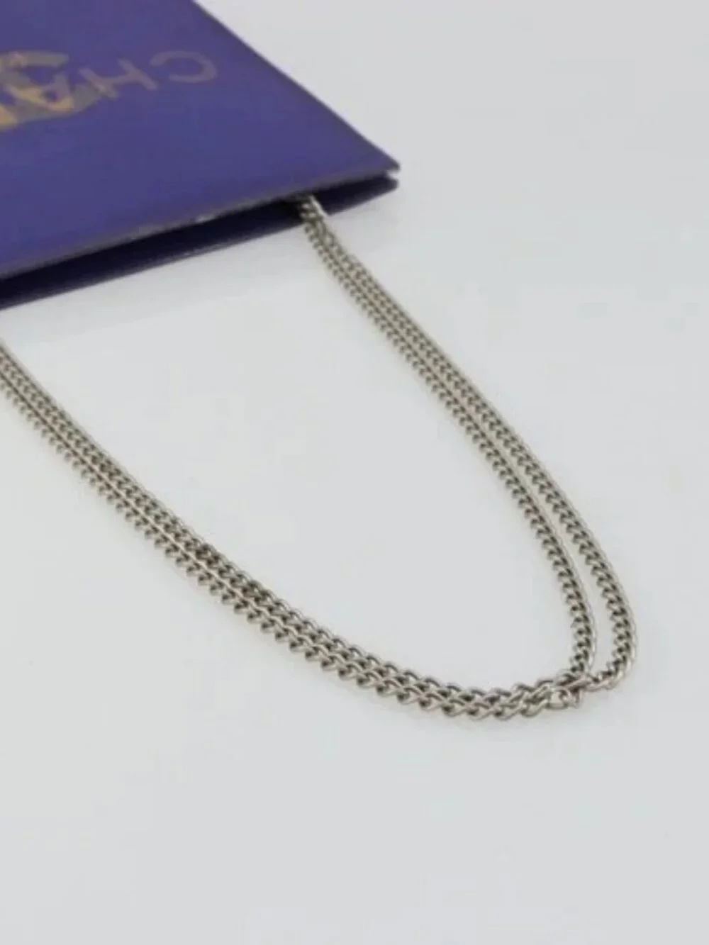 CHANEL Hologram Line Chain Shoulder Bag Nylon Purple Silver CC Auth bs35589A